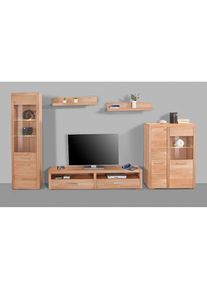 Wohnwand »Falco«, (Set, 4 St., 5), Fronten aus Massivholz , beige , Home Affaire