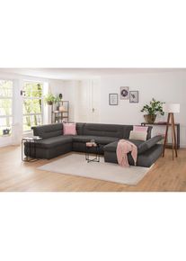 Wohnlandschaft »Avesa U-Form«, Wahlweise mit Armteilverstellung und Bettfunktion, B/T/H: 355/216/80cm , braun , Inosign