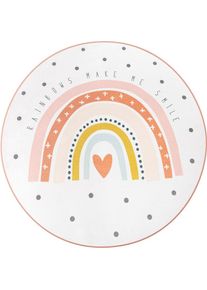 Kinderteppich »Chicos 552« rund 2 mm Höhe Flachgewebe, Kinder Design, Motiv Regenbogen, Pastell-Farben , beige , Paco Home , Obermaterial: 100%...