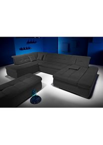 Wohnlandschaft »U-Form«, wahlweise mit Bett- und Armlehnfunktion , grau , Inosign