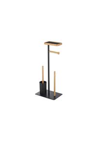 WC-Garnitur »Teiki Schwarz matt/ Natur«, aus Bambus-Metall , beige , MSV