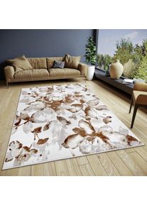 Teppich »Floral« rechteckig 13 mm Höhe strapazierfähig, pflegeleicht, robust, glänzend , weiss , Hanse Home , Oberfläche: 100% Polyester