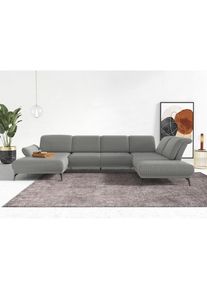 Wohnlandschaft »Coco U-Form«, Sitztiefen-, Arm- und Kopfteilverstellung, Cord-Bezug, Fusshöhe 15 cm , silberfarben , Inosign