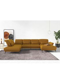 Wohnlandschaft »Coco U-Form«, Sitztiefen-, Arm- und Kopfteilverstellung, Cord-Bezug, Fusshöhe 15 cm , gelb , Inosign