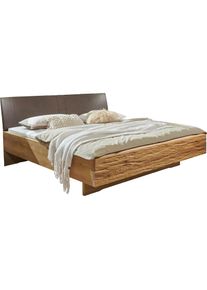 Futonbett »Cordoba«, Absetzungen in Riffholz Polsterkopfteil in Kunstleder Mocca , beige , Wiemann