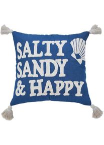 Dekokissen »CUSHION SEALIFE SALTY SANDY HAPPY« , blau , done.