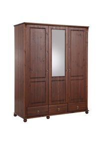 Kleiderschrank »Tessin«, (B/H/T ca. 152/191/59 cm), Breite 152 cm, Kiefer massiv, inkl. Spiegel , braun , Home Affaire