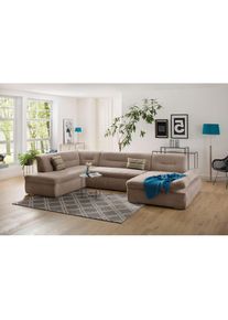 Wohnlandschaft »Avesa U-Form«, Wahlweise mit Armteilverstellung und Bettfunktion, B/T/H: 355/216/80cm , braun , Inosign