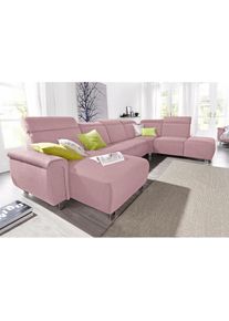 Sit & More Sit & More, sit&more Wohnlandschaft »Township U-Form« wahlweise mit elektrischer Wallfree-Funktion, altrosa, NaturLEDER (echtes Rindsleder) in Sitz 