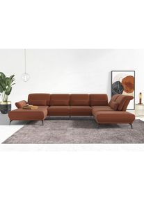 Wohnlandschaft »Coco U-Form«, Sitztiefen-, Arm- und Kopfteilverstellung, Cord-Bezug, Fusshöhe 15 cm , rosegold , Inosign