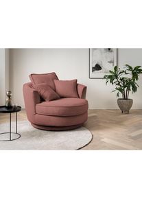 Drehsessel »MAISIE, Love Seat XXL, Lese-Sessel BIG-«, Sessel in MEGA CORD u. Web-Velours, 360 Grad drehbar , rosa , LEONIQUE