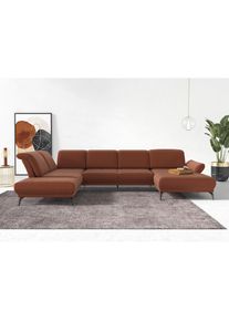 Wohnlandschaft »Coco U-Form«, Sitztiefen-, Arm- und Kopfteilverstellung, Cord-Bezug, Fusshöhe 15 cm , rosegold , Inosign