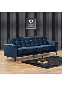 Max Winzer Schlafsofa »Jersey, 3-Sitzer, Sofa in exklusivem Design, mit Strasssteinen«, handgefertigt, hochwertige Konstruktion, Samtvelours, mit Bettfunktion...