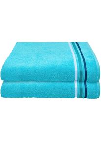 Schiesser Duschtücher »Skyline Color aus 100 % Baumwolle mit eleganter Streifenbordüre«, (Set, 2 St., 2 Badetücher (70x140 cm), MADE IN GREEN by OEKO-TEX ,...