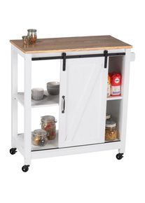 Wenko, Wenko K&uuml;chenwagen &raquo;Modell Landhaus&laquo; Servierwagen, Beistellwagen mit 3 Etagen, Schiebet&uuml;r und Halterung, beine: wei&szlig;, ablagen und t&uuml;r: wei&szlig;, 