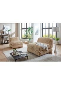 XXL-Sessel »Pia«, Loungesessel in Megacord, 2 Grössen, Schlaffunktion und Pouf-Funktion , beige , Inosign