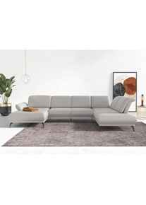 Wohnlandschaft »Coco U-Form«, Sitztiefen-, Arm- und Kopfteilverstellung, Cord-Bezug, Fusshöhe 15 cm , silberfarben , Inosign