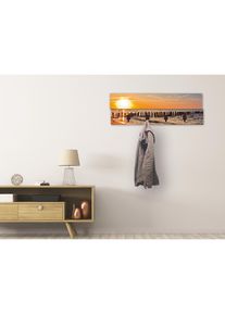 Garderobenleiste »Schöner Sonnenuntergang am Strand«, teilmontiert , orange , Artland