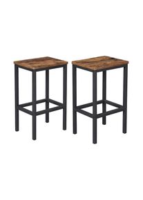 Barhocker »eckig, 2er Set, Metall, Holz«, Herkunftsland China, Holzart , braun , VASAGLE