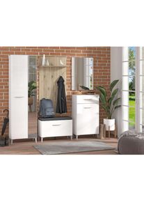 Inosign , Garderoben-Set »Como«, (Komplett-Set), (Set, 5-St) inkl. 2 Schränke, Sitzbank, Garderobenpaneel und Spiegel , Gesamtmasse (B/H/T):...
