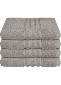 Schiesser Handtücher »Milano aus 100% Baumwolle mit eleganter Bordüre in Hoch-Tief-Optik«, (Set, 4 St., 4er Set Handtücher 50 x 100 cm), Made in Green , grau...