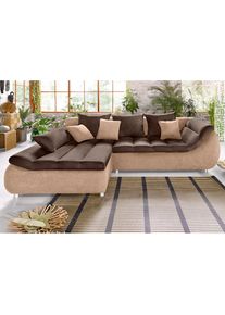 Ecksofa »Imola modern und elegant, bequem, aktuelle Steppung im Sitz, L-Form«, inkl. Bettfunktion und Bettkasten , braun , Inosign