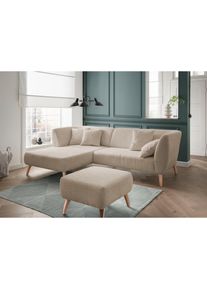 Ecksofa »Colori L-Form«, Holzfussfarbe wählbar, inkl. 4x Zierkissen , beige , Inosign