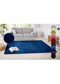Teppich »Shashi« rechteckig 8,5 mm Höhe Kurzflor, Unifarben, Läufer, weich, Esszimmer, Kinderzimmer, Flur , blau , Hanse Home , Obermaterial: 100%...