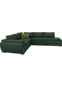 Ecksofa »Göteborg«, mit Boxspring-Bettfunktion und Bettkasten, Dauerschlaffunktion, Topper , grün , Inosign