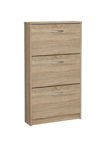 Schuhschrank »Step 3«, Breite 58,5 cm, Tief 17 cm, mit 3 Klappen, Schuhkipper , braun , FMD