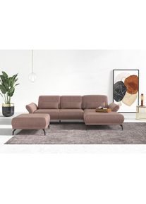 Ecksofa »Coco L-Form«, Sitztiefen-, Arm- und Kopfteilverstellung, Cord-Bezug, Fusshöhe 15 cm , rosa , Inosign