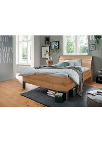 Futonbett »Monaco, 4-fache Liegehöhenverstellung«, mit stilvollem Holzkopfteil, Made in Germany , braun , Wiemann