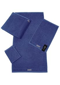 Waschhandschuh »Smart«, (6 St.), Uni-Rippe mit Velourslabel , blau , Ross