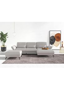 Ecksofa »Coco L-Form«, Sitztiefen-, Arm- und Kopfteilverstellung, Cord-Bezug, Fusshöhe 15 cm , silberfarben , Inosign