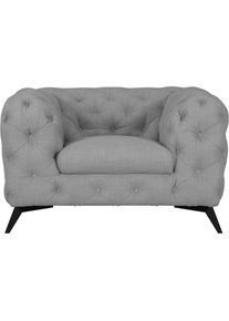 Chesterfield-Sessel »Glynis Sessel«, aufwändige Knopfheftung, moderne Chesterfield Optik, Fussfarbe wählbar , grau , LEONIQUE
