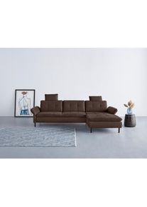 Ecksofa »Birkholm L-Form«, Armlehnverstellung, auch in Easy Clean Bezug - mit Wasser zu reinigen , braun , Inosign