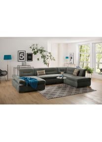Wohnlandschaft »Avesa U-Form«, Wahlweise mit Armteilverstellung und Bettfunktion, B/T/H: 355/216/80cm , grün , Inosign