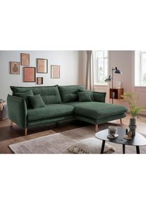 Ecksofa »Lazio modern und bequem, schmale Armlehnen, tolle Detailverarbeitung«, zwei verschiedene Fussfarben wählbar , grün , Inosign
