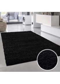 Carpet City, Hochflor-Teppich &raquo;Shaggi uni 500&laquo; rechteckig 30 mm H&ouml;he L&auml;ufer, Shaggy, Uni, Langflor, weich, Wohnzimmer, Schlafzimmer, Kinder, schwarz, 