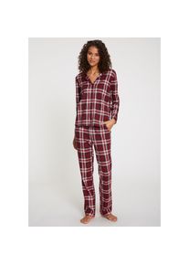 Lascana, Unisex, Lascana Pyjama Set, 3-teilig, incl. Schlafmaske, rot kariert, 44/46, Klassisch geschnittener Pyjama mit Karoprint