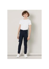 name it, Herren, Cargohose &raquo;NITBAMGO REG/R TWI CA PANT M NMT&laquo; mit den typischen Teilungsn&auml;hten, schwarz sapphire, 170, N-Gr, Cargohose von name it f&uuml;r