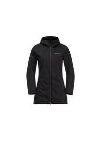 Jack Wolfskin, Unisex, Softshellmantel &raquo;WINDHAIN COAT W&laquo;, schwarz, L (42/44), Langer Softshellmantel