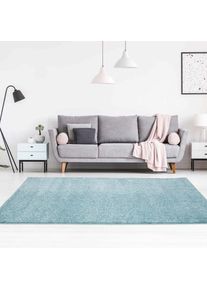 Teppich »Moda Soft 2081«, rechteckig, 11 mm Höhe, Kurzflor, Uni-Farben, Weicher Flor , blau , Carpet City