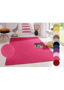 Hanse Home, Hanse Home Teppich &raquo;Fancy&laquo; rechteckig 7 mm H&ouml;he Kurzflor, L&auml;ufer, uni, gekettelt, Wohnzimmer, Schlafzimmer, Esszimmer, pink, Kunstfaser, 7