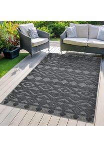 Teppich »Askja Outdoor« rechteckig 12 mm Höhe Hoch-Tief Effekt, Teppich im Boho Stil, Outdoor geeignet, Camping , grau , LeGer Home by Lena Gercke...