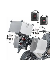 Set Valigie laterali alluminio Atlas A5 36-41l compatibile con Triumph Scrambler 1200 XE + bauletto 60l + borse interne