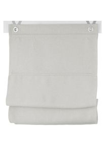 Kutti, Raffrollo &raquo;Dimout&laquo; mit Hakenaufh&auml;ngung ohne Bohren freih&auml;ngend verdunkelnd, Polyester, Hakenaufh&auml;ngung, hellgrau, sanftes wei&szlig;, Obermaterial: 