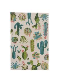 Gino Falcone, Teppich &raquo;Rosetta 021 Kakteen&laquo; rechteckig 15 mm H&ouml;he besonders weich durch Microfaser, In- und Outdoor geeignet, Wohnzimmer, natur, multi