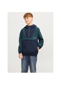 Jack & Jones Jack & Jones Junior, Herren, Windbreaker &raquo;JJWINDBREAKER PACKABLE ANORAK JNR&laquo; mit Kapuze, sky captain detail:magical forest blocking, 140, Moderne 