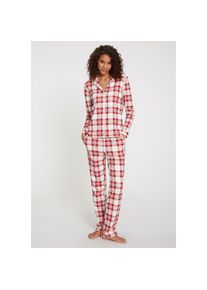 Lascana, Unisex, Lascana Pyjama Set, 3-teilig, incl. Schlafmaske, weiß kariert, 32/34, Klassisch geschnittener Pyjama mit Karoprint